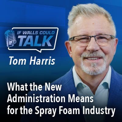 Smiling man with podcast title and headline