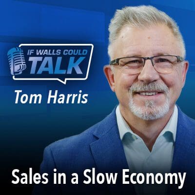 Sales podcast cover with smiling host