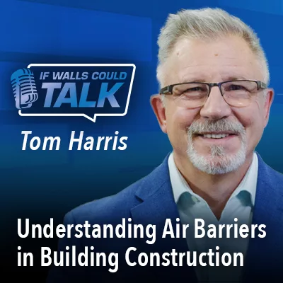 Smiling man with glasses on construction podcast cover