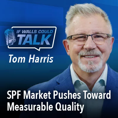 Smiling man with glasses on podcast graphic
